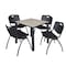Kee Kee Square Table & Chair Set, Wood, Metal, Plastic Top, Maple TB3030PLBPBK47BK - alternate 1